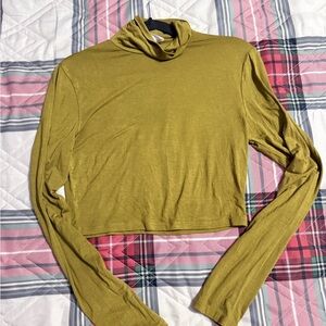 Double Zero Mustard Green Turtleneck Crop Top